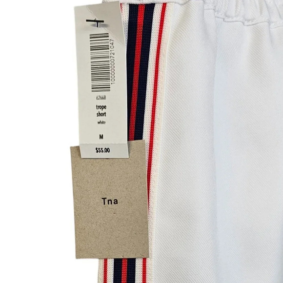 Aritzia TNA  Trope Shorts Side Stripe Mini Shorts White Size Medium NWT - Picture 3 of 7